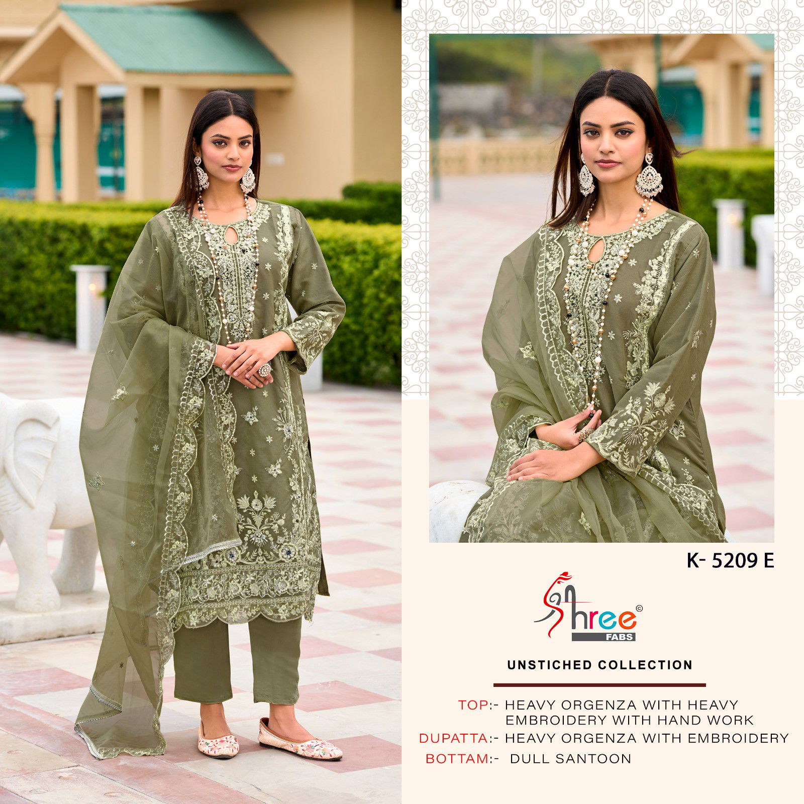 K 5209 by Shree Organza Embroidered Pakistani Suit Collection